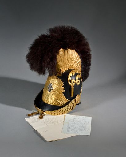 null Helmet of light horseman of the House of the King, model 1814. 
Bomb and visor...