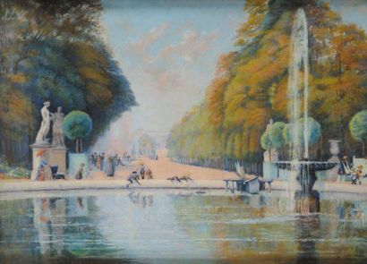 Adolf Gustav SCHLABITZ (1854-1943) Les Tuileries Pastel Signé en bas à droite 70....