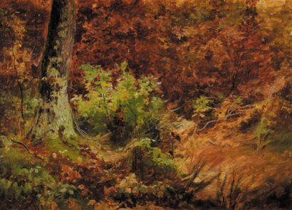 Jules Bertrand GÉLIBERT (1834-1916) Paysage d'automne Huile sur carton fort 22 x...
