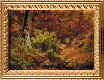 Jules Bertrand GÉLIBERT (1834-1916) Paysage d'automne Huile sur carton fort 22 x...