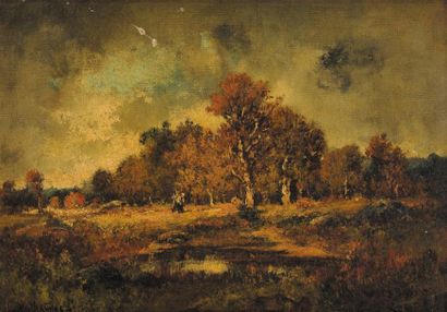 Camille MAGNUS (1850-?) Fagotière en lisière de forêt Sur sa toile d'origine Signé...