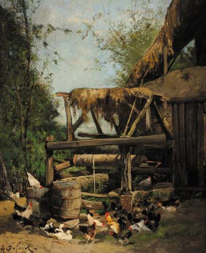 Alexandre DEFAUX (1826-1900) Un vieux puits à Puys prés de Dieppe Sur sa toile d'origine...