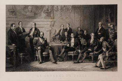 Edouard DUBUFE, d'après «Le Congrès de Paris. 30 mars 1856.» Grande gravure par Blanchard....