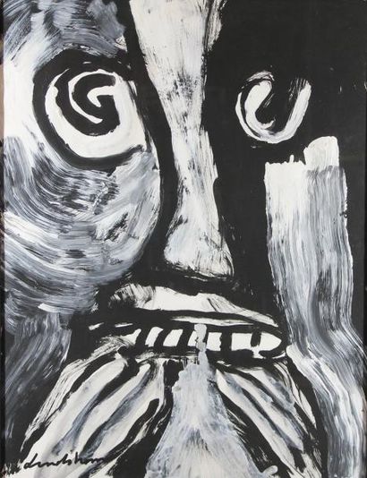 Bengt LINSTRÖM (1925-2008) Visage Gouache sur papier 67 x 49 cm