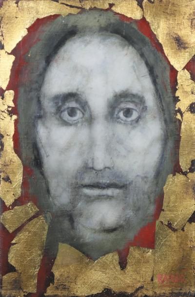 Paul RAMBIE (né-1919) Tête de Christ Huile sur toile sbd 33 x 22 cm