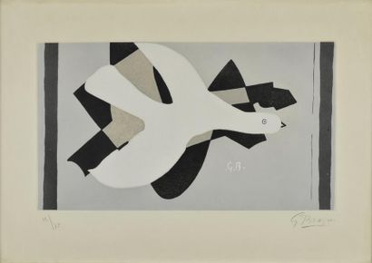 BRAQUE Georges, 1882-1963 L?oiseau et son ombre III, 1961 eau-forte en couleurs n°12/75,...