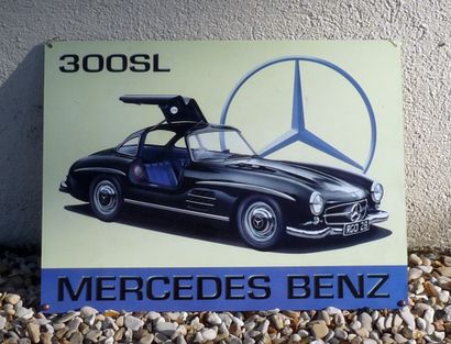 null Plaque représentant une Mercedes Benz 300 SL.