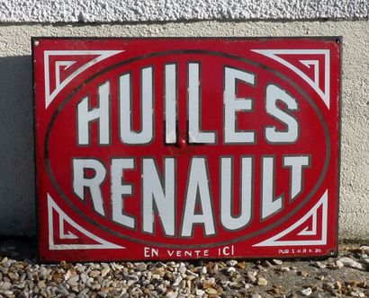 Plaque émaillée Huiles Renault (55,5 x 40...