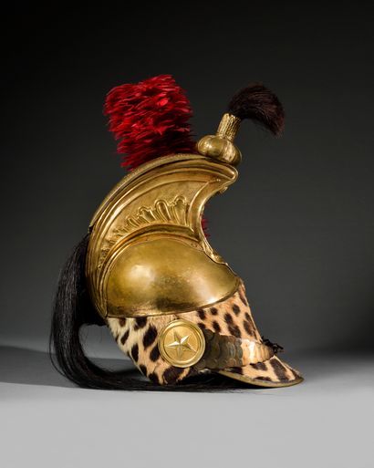 null OFFICER'S HELMET OF THE IMPERIAL GUARD DRAGOONS. 

Brass crest (remains of gilding)....