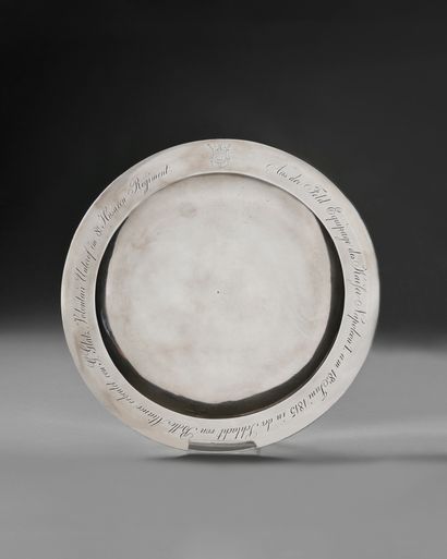 null RARE SILVER COUNTRY SERVICE PLATE

OF EMPEROR NAPOLEON IER, TAKEN FROM THE EMPEROR'S...