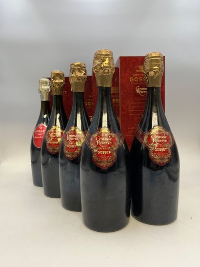 5 bouteilles CHAMPAGNE GOSSET Grande Réserve...