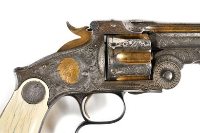 null MAGNIFICENT SMITH WESSON N°3 RUSSIAN MODEL DIT NEW MODEL SIX-SHOT LUXURY REVOLVER,...