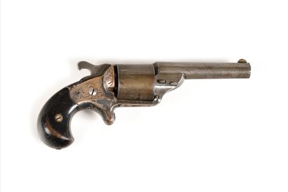 null MOORE "TEAT FIRE" REVOLVER, FIVE-SHOT, 32-RING GAUGE.
Round barrel with markings....