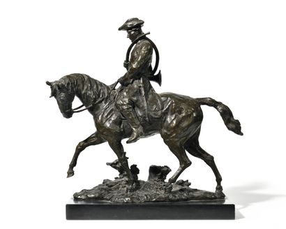  Pierre-Jules MÈNE (1810-1979), d'après 
Veneur Louis XV à cheval.
Bronze à patine... Gazette Drouot