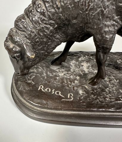 null Rosa BONHEUR (1822-1899)
Mouton broutant
Bronze patiné signé sur la terrasse...