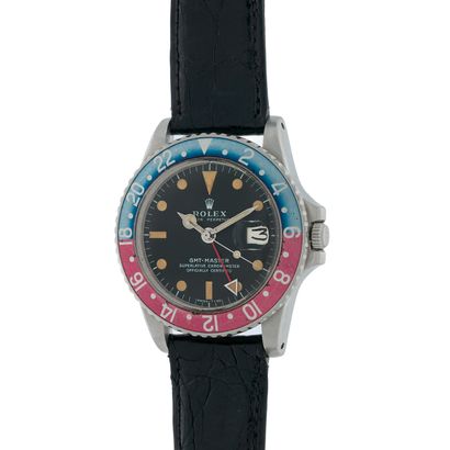 null ROLEX
GMT -Master "pepsi".
Ref : 1675.
Circa: 1971.
steel wristwatch with second...