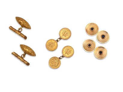 null PAIRS OF CUFFLINKS
Three different ones. Two in 18K gold and one pair in 14K...