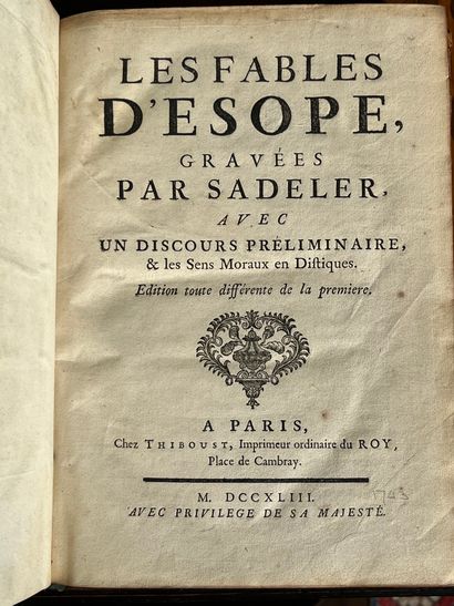 null ESOPE: Les Fables d'Esope, gravées par Sadeler, avec un discours préliminaire...