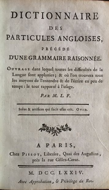 null [LEFEBVRE de VILLEBRUNE]: Dictionnaire des particules anglaises précédé d'une...