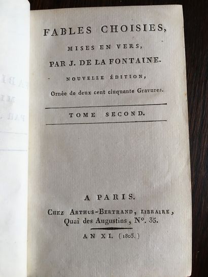 null LA FONTAINE (J. de): Fables choisies. Arthus-Bertrand, 1803. 2 vol. small in-12...