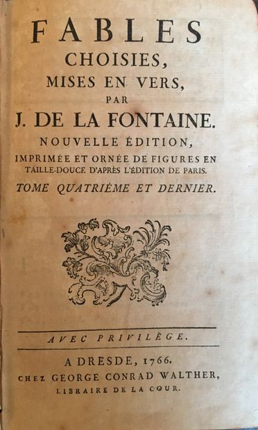 null LA FONTAINE (J. de): Fables choisies...Dresden and Leipzig, Conrad Walther,...