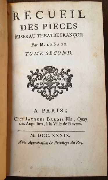 null LE SAGE: Recueil des pièces mises au théâtre français. Barois fils, 1739. 2...