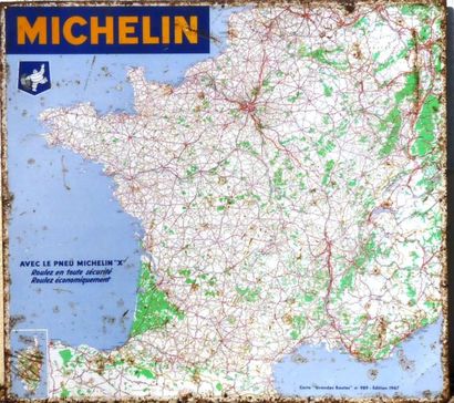 null Plaque représentant la carte Michelin de 1967