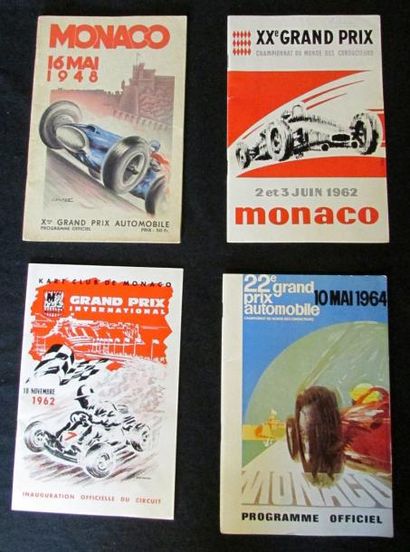 null Lot comprenant les programmes du Grand Prix de Monaco 1948; 1962; 1964 et du...