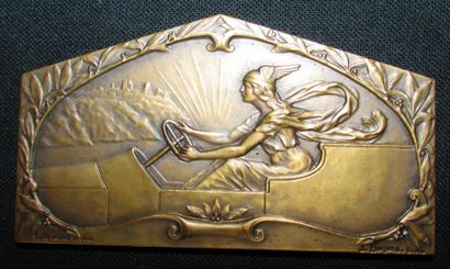 Rare plaque en bronze «Semaine Automobile...
