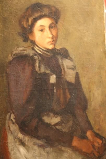 ECOLE FRANCAISE DU XIXème siècle Portrait de femme
Huile sur toile
81 x 60 cm 
