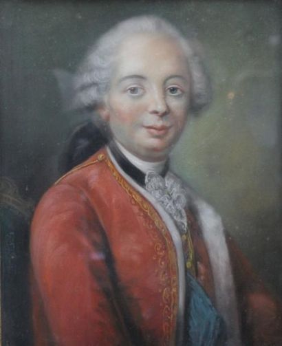 École FRANÇAISE de la fin du XVIIIème siècle Portrait d'homme de qualité Pastel 58...