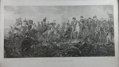 null GRAVURE en noir figurant La Bataille d'Austerlitz. XIXème siècle 58,5 x 102...