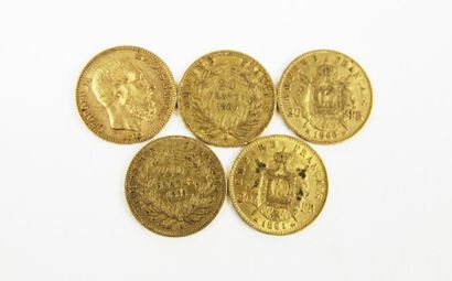 null LOT de pièces en or jaune 1 Napoléon III Empereur 1966 1 Leopold III Roi des...