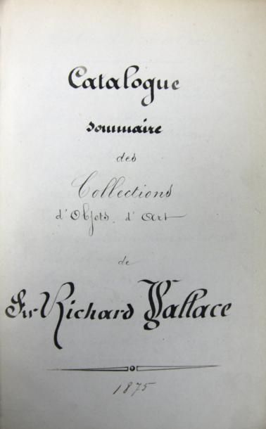 null CATALOGUE SOMMAIRE DES COLLECTIONS d'objets d'art de SIR RICHARD WALLACE Livre...