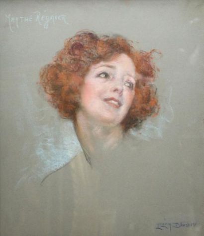 Lucien Levy-Dhurmer (1865-1953) Portrait de Marthe Régnier Pastel sur papier signé...