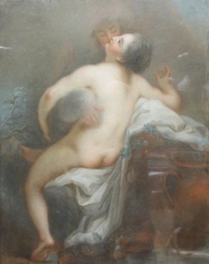 Attribué à VAN HEULEN (XIXème siècle) Désir Pastel encadré 65,5 x 52 cm
