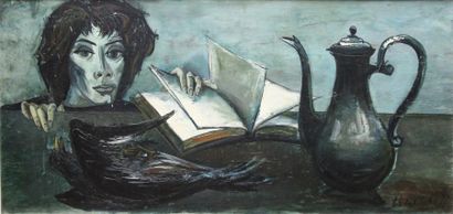 Louis TRAVERT (1919- ?) Etude pour une folle Huile sur toile signée en bas à droite,...
