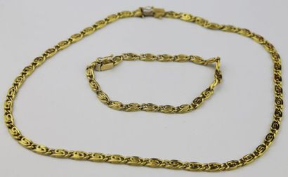null DEMI PARURE en or jaune composée d'un bracelet et d'un collier en or jaune....