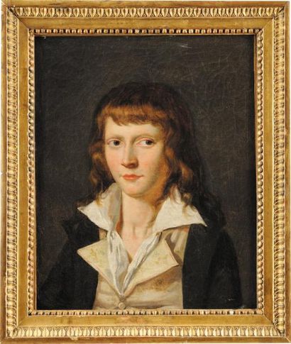 École Française du XIXe siècle Portrait de Louis XVII en buste. Huile sur toile,...