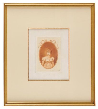 Baron GERARD, d'après (*)Portrait de Caroline Bonaparte en médaillon. Gravure en...