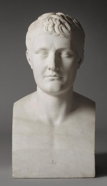 Antoine Denis CHAUDET (1763-1810), d'après L'Empereur Napoleon Ier en buste en hermes....
