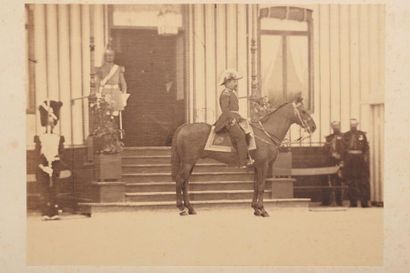 Gustave Le Gray (1820-1884) Napoleon III a cheval devant le pavillon imperial, Camp...