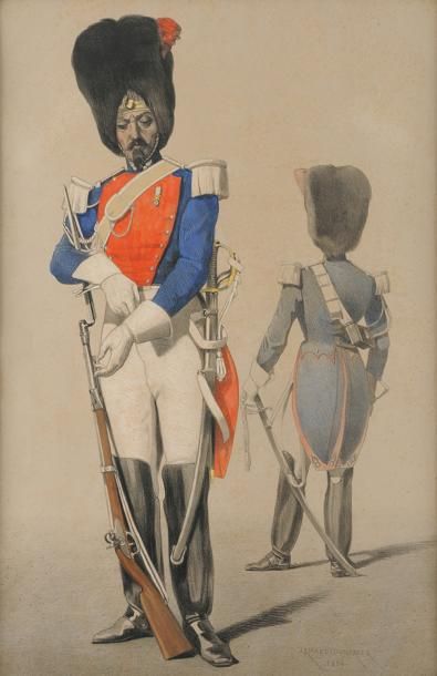 ARMAND DUMARESQ, d'après Gendarme de la Garde imperiale. Epoque Second Empire. Lithographie...