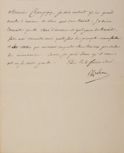 NAPOLEON Ier Lettre signée «Napoleon» à Jean-Baptiste de Nompère de CHAMPAGNY. Paris,...