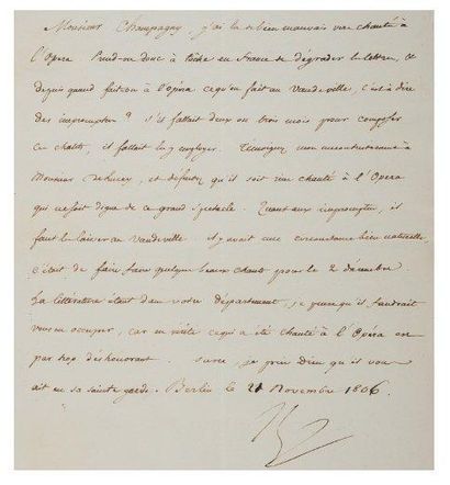 NAPOLEON Ier Lettre signée «Np» à Jean-Baptiste de Nompère de CHAMPAGNY. Berlin,...
