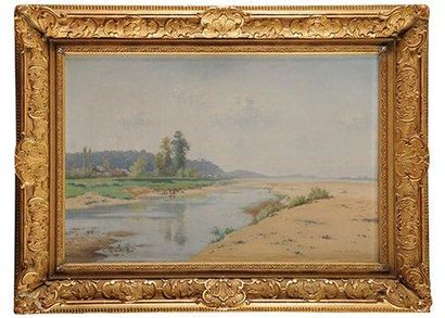 EDME EMILE LABORNE (1837-1913) La Loire à Chaumont Sur sa toile d'origine (Besnard)...