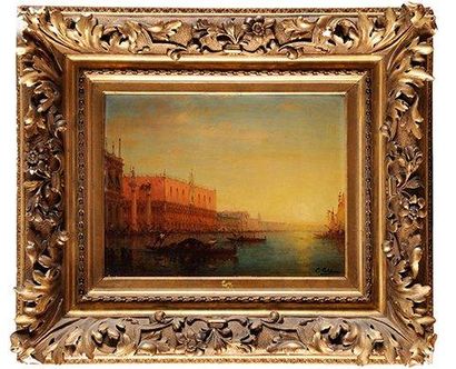 Charles-Clément CALDERON (1864/70-1906) Le Grand Canal à Venise Huile sur panneau...