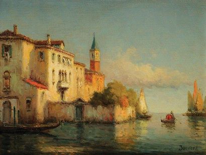 GEORGES NOËL BOUVARD (1912-1972) Canal à Venise Sur sa toile d'origine Signée en...