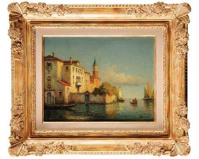 GEORGES NOËL BOUVARD (1912-1972) Canal à Venise Sur sa toile d'origine Signée en...