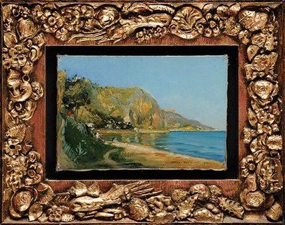 Georges STEIN (1870-1955) Bord de mer à Beaulieu Sur sa toile d'origine Signée et...